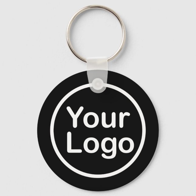 Add Your Own Logo | Black Background Key Ring (Front)