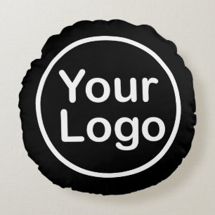 Add Your Own Logo Black Background Round Cushion