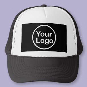 add Your Own Logo   Black Background Trucker Hat
