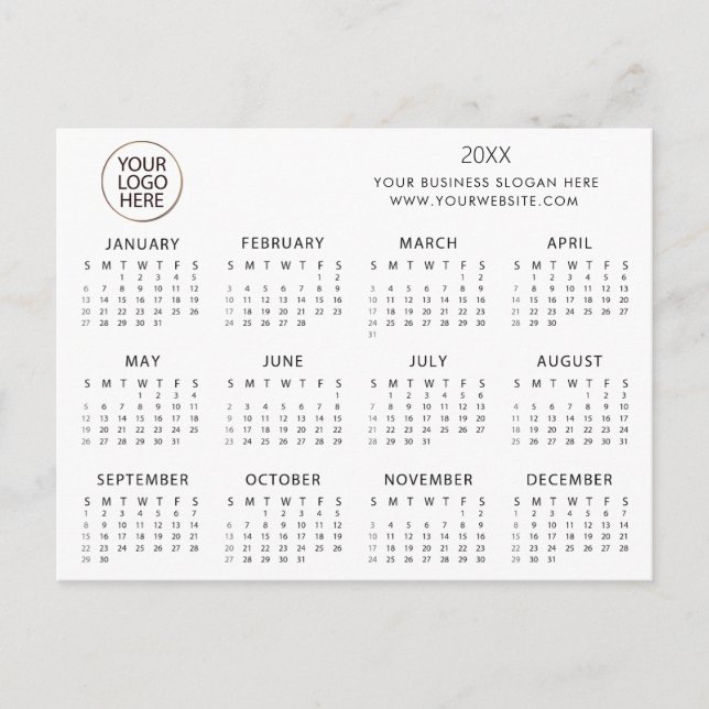 add your own logo custom text 2024 Calendar   Postcard (Front)