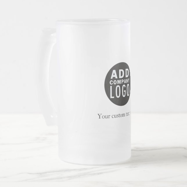 Add Your Own Logo Custom Text Frosted Glass Beer Mug (Front Left)