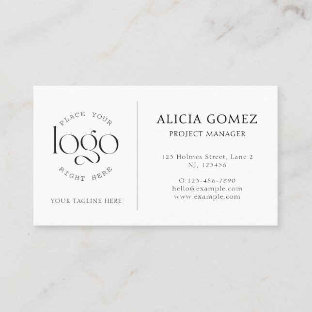 Add Your Own Logo Generic White Professional Business Card (Front)