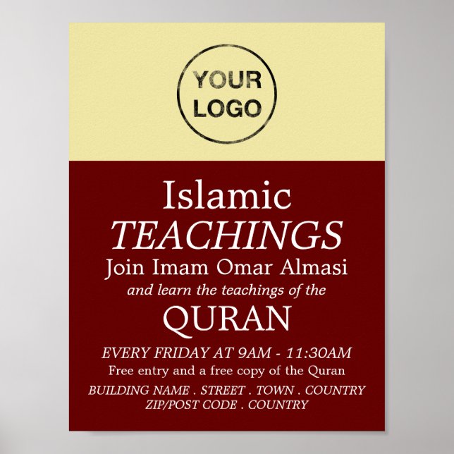 Add Your Own Logo, Islamic Teaching Advertising Poster (Front)
