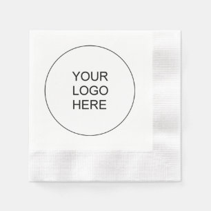 Add Your Own Logo Text Here White Coined Cocktail Napkin