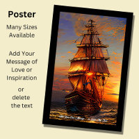 Add Your Own Message Brown Pirate Sailing Ship 