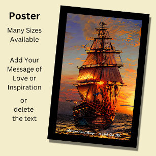 Add Your Own Message Brown Pirate Sailing Ship  Poster