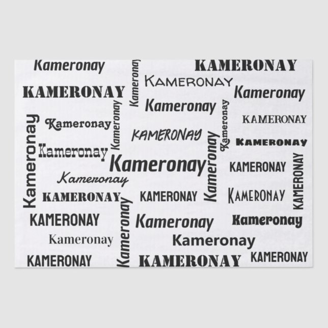 Add Your Own Name Black and White Custom  Tissue Paper (Front)