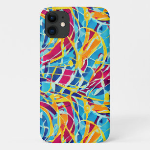 Add your own pattern Cute modern retro 60s Blue Case-Mate iPhone Case
