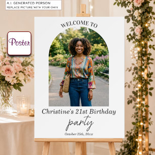 Add Your Own Photo 21st Birthday Party Welcome Poster