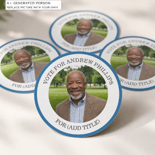 Add Your Own Photo and Election Campaign Title Classic Round Sticker
