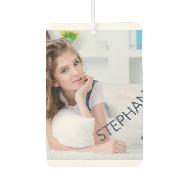 Add your own Photo and Name Custom Heart Shape Car Air Freshener (Front)