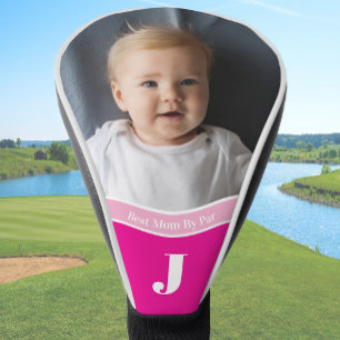 "Add your own photo" Best Mom template pink Golf Head Cover