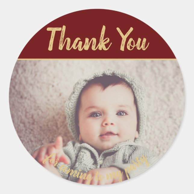 Add Your Own Photo Birthday Thank You  Stickers (Front)