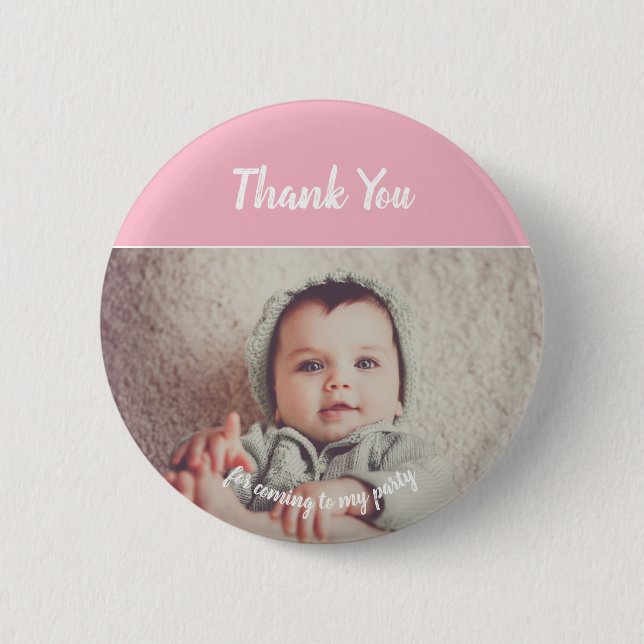 Add Your Own Photo Birthday Thank You  Stickers 6 Cm Round Badge (Front)