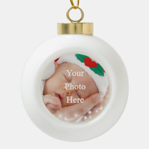 Add your own photo ceramic ball christmas ornament