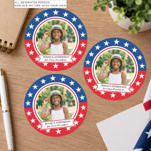 Add Your Own Photo Class President Election Classic Round Sticker