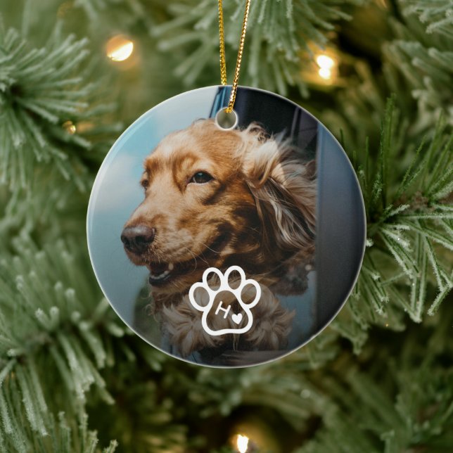 Add Your Own Photo Dog Pets Monogram Ceramic Tree Decoration (Tree)