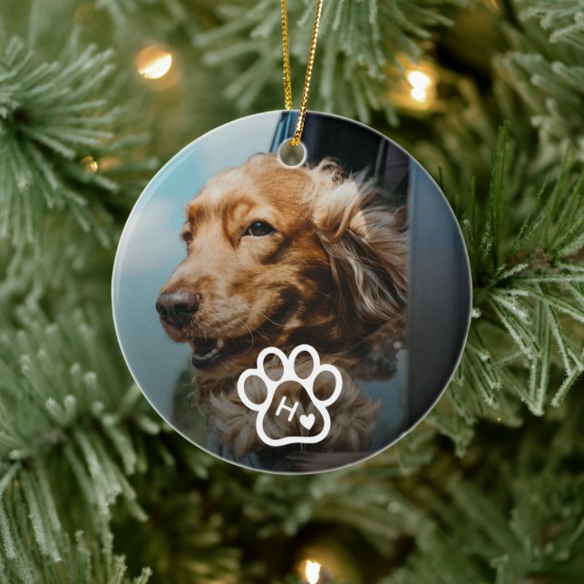 Add Your Own Photo Dog Pets Monogram Ceramic Tree Decoration (Tree)