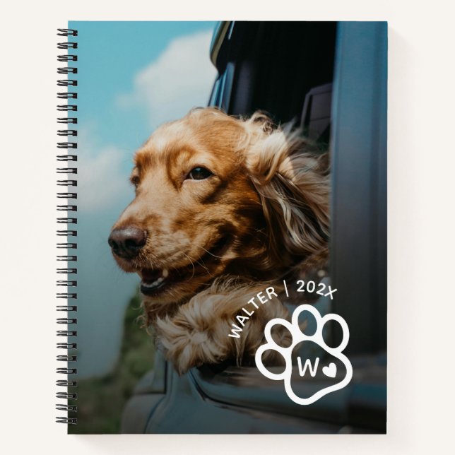 Add Your Own Photo Dog Pets Monogram Notebook (Front)