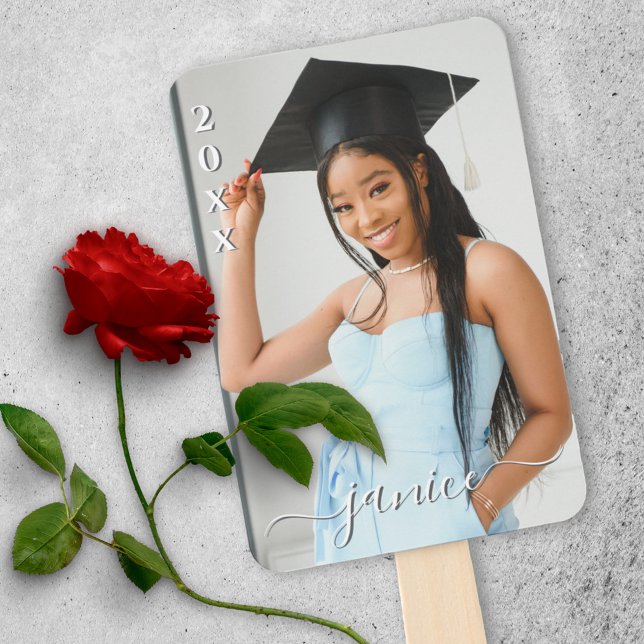 Add Your Own Photo Graduation  Hand Fan (add your own image  modern elegant graduation hand fan)