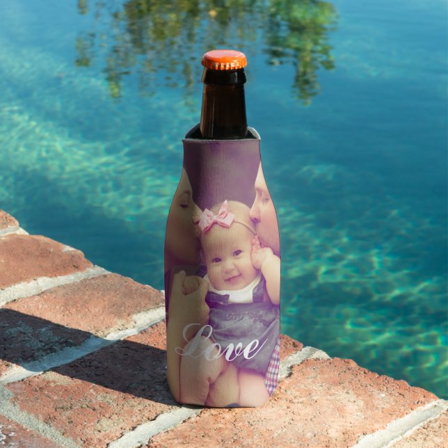 Add Your Own Photo Love Quote Personalised  Bottle Cooler (In Situ Pool)