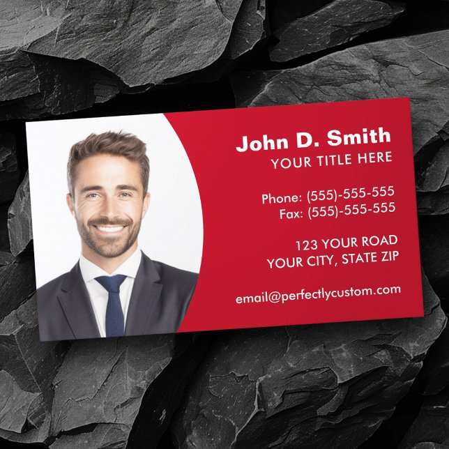 Add your own photo modern professional red business card (Add your own photo modern professional red business card)