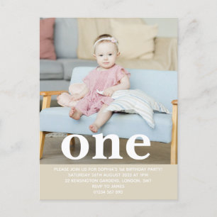 Add your own photo One First Birthday Party Postcard