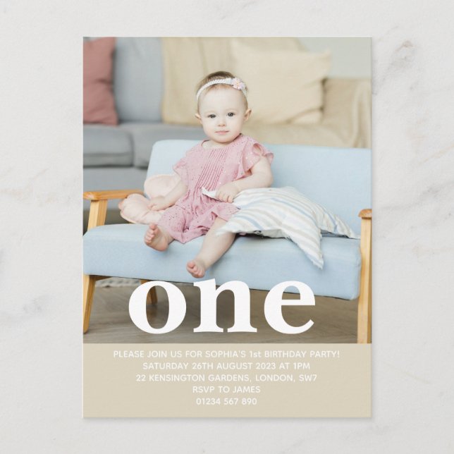 Add your own photo One First Birthday Party Postcard (Front)