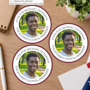 Add Your Own Photo Student Council President Classic Round Sticker