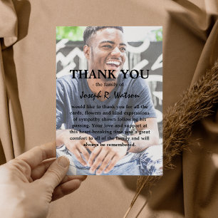 Add Your Own Photo & Text Modern Sympathy Thank You Card