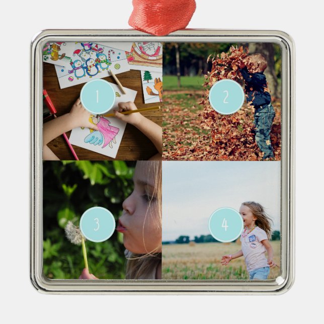 add Your Own Photos Customisable 4 image ornament (Front)
