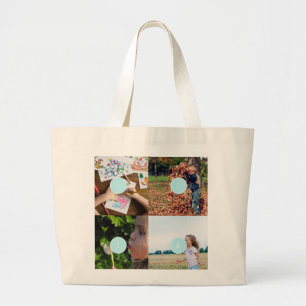 Add Your Own Photos Customisable 4 images Large Tote Bag