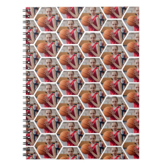 Add Your Own Photos Hexagon Collage Custom  Notebook (Front)