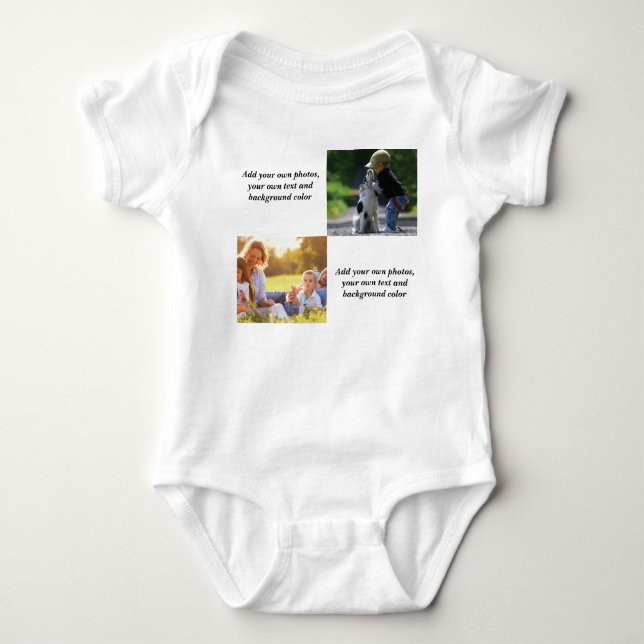 Add your own photos, text and  background throw pi baby bodysuit (Front)