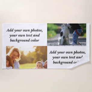 Add your own photos, text and background throw pi beach towel