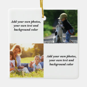 Add your own photos, text and  background throw pi ceramic ornament