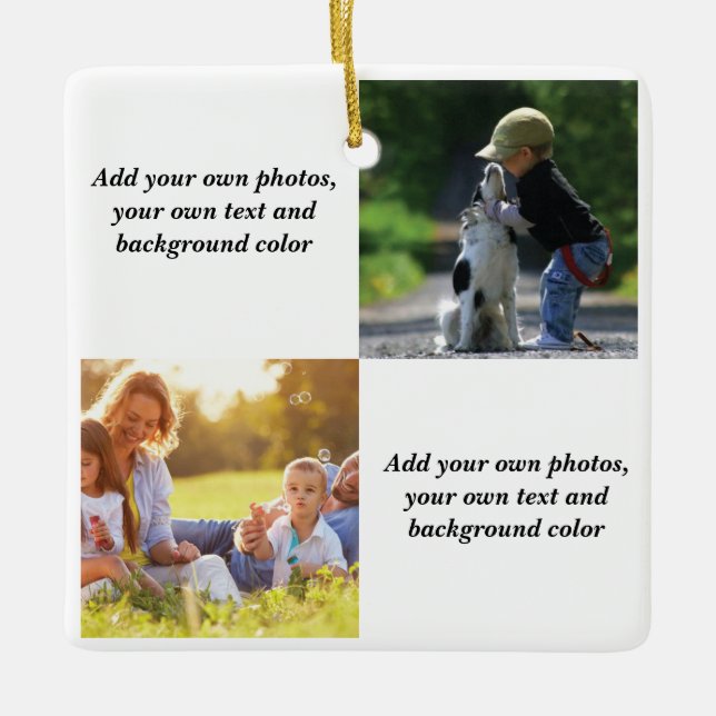 Add your own photos, text and  background throw pi ceramic ornament (Front)