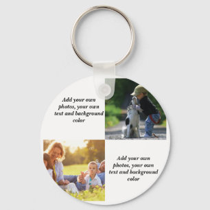 Add your own photos, text and background throw pi key ring