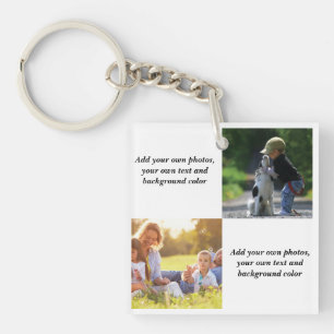 Add your own photos, text and background throw pi key ring