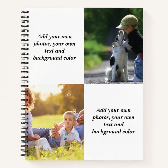Add your own photos, text and  background throw pi notebook (Front)