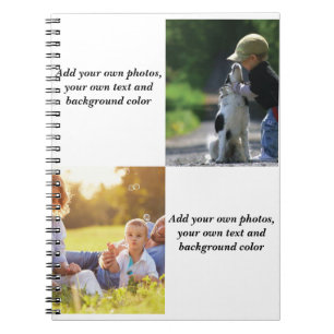 Add your own photos, text and background throw pi notebook