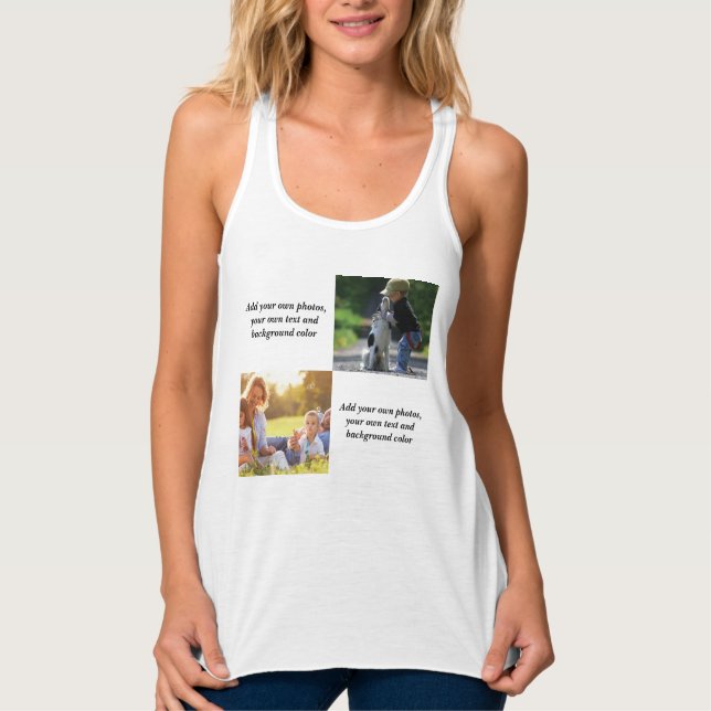 Add your own photos, text and  background throw pi singlet (Front)