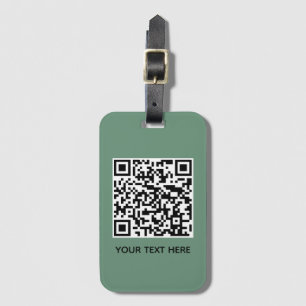 Add your own QR Code text Scan Minimal Green Luggage Tag