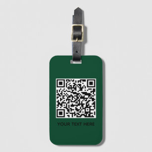 Add your own QR Code text Scan Minimal Green Luggage Tag