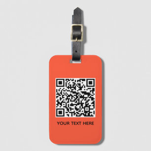 Add your own QR Code text Scan Minimal Red Luggage Tag