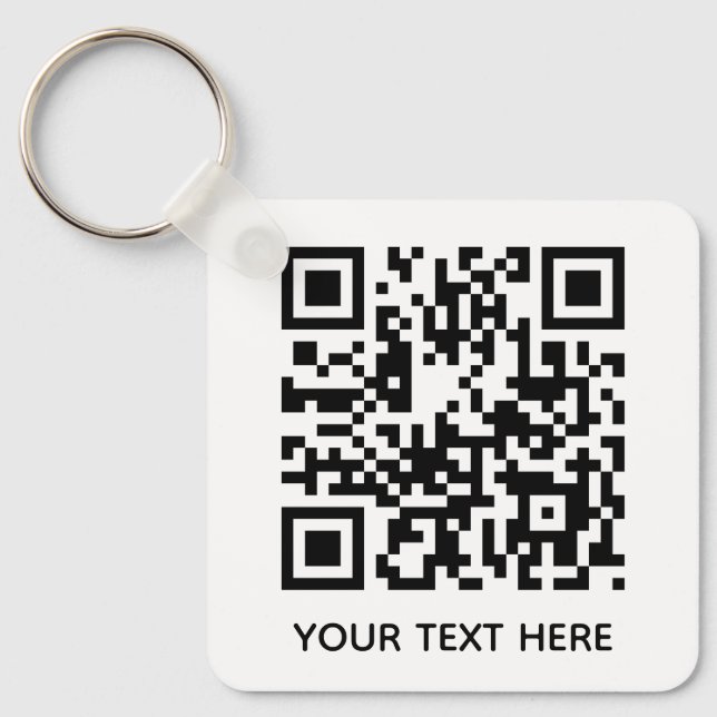 Add your own QR Code text Scan Minimal Simple Key Ring (Front)
