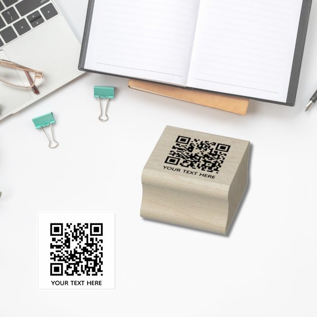 Add your own QR Code text Scan Minimal Simple  Rubber Stamp (Add your own QR Code text Scan Minimal Simple Rubber Stamp
)