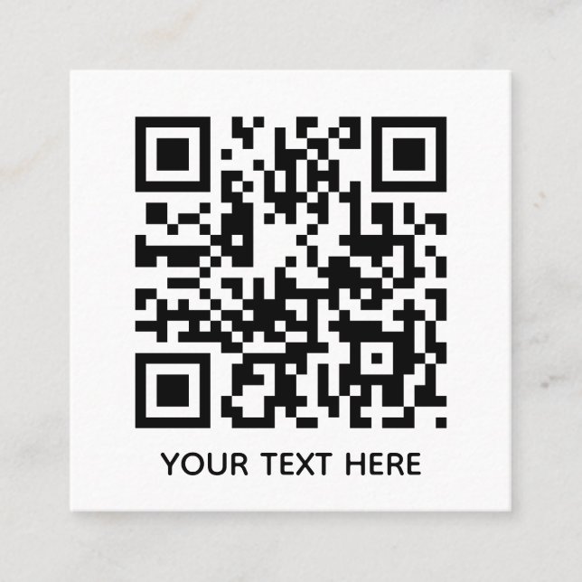 Add your own QR Code text Scan Minimal Simple  Square Business Card (Front)