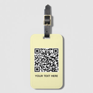 Add your own QR Code text Scan Minimal Yellow Luggage Tag