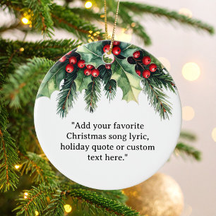 Add Your Own Quote Christmas Botanical Floral Ceramic Tree Decoration